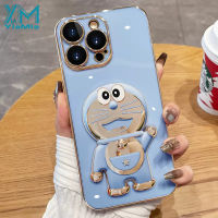 YiaMia เคสโทรศัพท์แฟชั่นสำหรับ iPhone 15 14 13 12 11 Pro Max 15 14 Plus 13 12 Mini XS Max XR XS X 8 7 6 Plus SE 2020ตัวชุบโลหะหรูหรา Tinkling Cat พับเป็นขาตั้งเคสโทรศัพท์ซิลิโคนนิ่ม