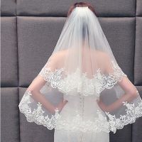 2021 Elegant Two Layers Lace Bridal Veil With Comb Women Wedding Veil White Ivory Hair Accessories