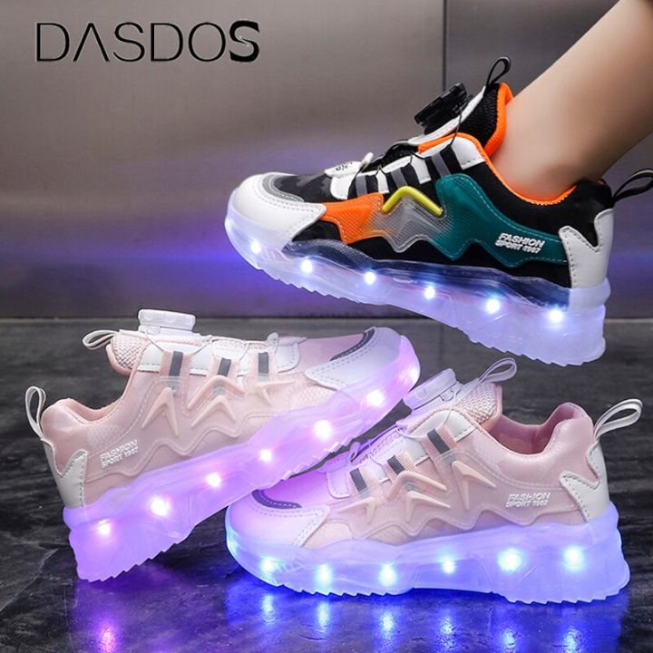 Children Glowing Sneakers Kid Luminous Sneakers For Boys Girls Led Colorful  Sole Lighted Shoes Usb Charging Fashion Breathable 