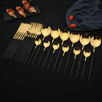 24Pcs Mirror Gold Dinnerware Cutlery Set Stainless Steel Kitchen Flatware Fork Coffee Spoon Home Tableware Silverware Set