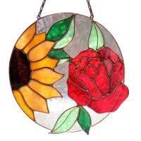 สีสัน Stained อะคริลิคแผงเครื่องประดับดอกทานตะวัน Rose ดอกไม้รูปแบบหน้าต่างแขวนจี้วันขอบคุณพระเจ้า Garden Decor