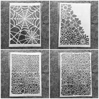 4Pcs A4 29cm Spider Net Brick Mosaic DIY Layering Stencils Wall Painting Scrapbook Coloring Embossing Album Decorative Template Rulers  Stencils