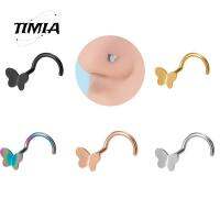 TIMIA โลหะสำหรับตกแต่ง แหวนจมูกผีเสื้อหลากสี พังก์สไตล์ เฮลิกซ์ ความคิดริเริ่มสร้างสรรค์ ที่เจาะจมูก สำหรับผู้หญิง