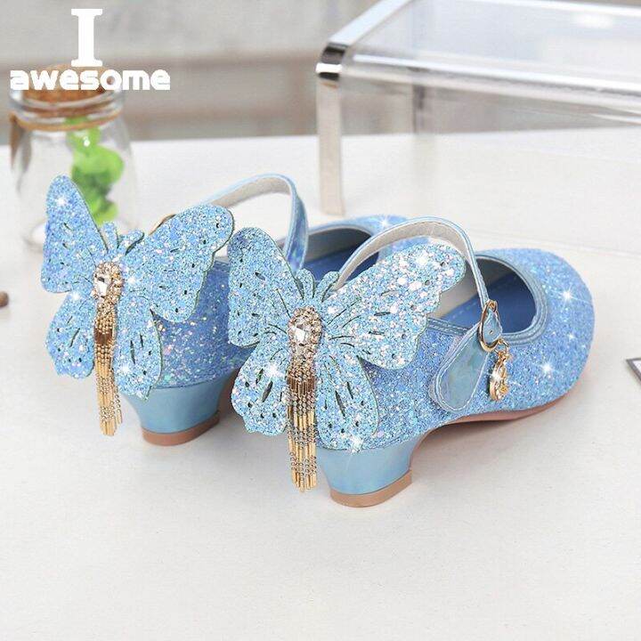 new-kids-leather-shoes-fashion-fringed-butterfly-knot-girls-princess-shoes-casual-glitter-children-high-heel-student-dance-shoes