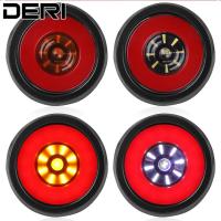 2X Round LED Tail Lights 12-24V DC Rear ke Lamps Driving Indicator Work Bulbs Parts For Truck Tractors Semi-Trailer Bus Boat