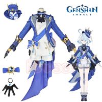 Genshin Impact Focalors Cosplay Costume Fontaine God Of Justice Blue Uniform Outfit Vision Hat Hydro Game Girls Women Role Play