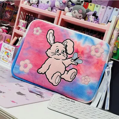 Korean Cartoon Rabbit Tablet Case Laptop Storage Bag For Mac Pro 9.7 10.5 11 13 15Inch Cute Sleeve Inner Bag Pouch 9122