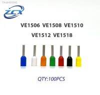 ◎∋ 100pcs VE1506/1508/1510/1512/1518 Insulated Ferrules Tubular Preinsulated Crimped Wire Cold Pressed European Needle Terminal