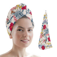 Colorful Flowers Leaves Plant Pattern Microfiber Quick Dry Hair Towel Lady Hair Cap Absorbent Head Towel Bathing Tools