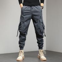 Hip Hop Cargo Pants for Men Ribbons Harem Pants Mens Streetwear 2022 Casual Joggers Pants Spring Pockets Cotton Trousers Men