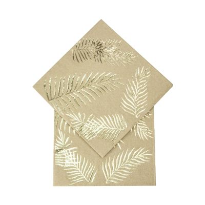 16pcs Disposable Palm Leaf Kraft Gold Foil Napkins Birthdy Party Wedding Tableware Decoration Supplies Eco-Friendly