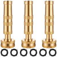 3 Pieces 4 Inch Brass Hose Nozzle Adjustable Garden Twist Hose Nozzle with 6 Pieces Garden Hose Rubber Washers