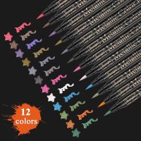 12 colors set Metallic Brush Marker Birthday Gift Card Making Metallic Color Pen for DIY Photo Album glass wine marker