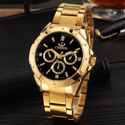 Reloj Hombre CHENXI Watch Men Gold Watches Fashion Business Stainless Steel Quartz Wristwatches Men Cheap Price Free Shipping