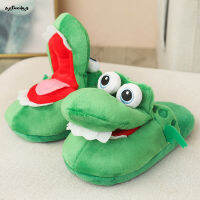 SUC Women Crocodiles Plush Slippers With Open Mouth Cotton Slippers With A Moving Mouth For Winter