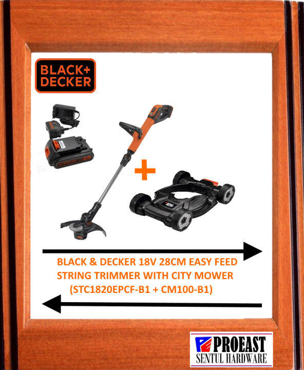 BLACK & DECKER 18V 28cm Cordless Grass Trimmer With Mower / 18V 28cm