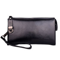 Large-capacity Men Hand Bag Business Multi-function Clutch Bag PU Leather Anti-theft Lock Zipper Bag