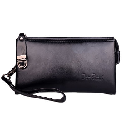 Large-capacity Men Hand Bag Business Multi-function Clutch Bag PU Leather Anti-theft Lock Zipper Bag