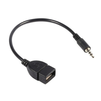 ตัวแปลงสายอะแดปเตอร์แจ็คช่องรับสัญญาณเสียงตัวผู้ขนาด3.5มม. เป็น USB 2.0ประเภท OTG ตัวเมียให้คุณสามารถเล่นเพลงผ่านแฟลช USB พร้อมกับ AUX Socket ในรถของคุณ