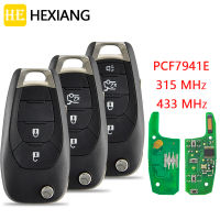 HE Xiang รถรีโมทคอนลสำหรับ Chevroelt Cruze Avo 433MHz ID46 PCF7941E อัตโนมัติสมาร์ทควบคุมเปลี่ยน Flip Key พร้อมสติกเกอร์