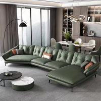 TATA HOME | Taranto Sofa โซฟาหนังแท้ โซฟาหนังคุณภาพสูงสไตล์มินิมอลอิตาลี genuine leather L shape living room Italian customize