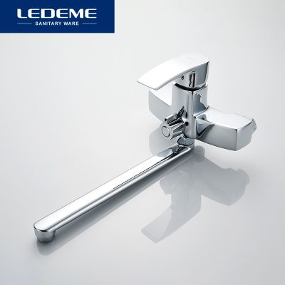 LEDEME ก๊อกน้ำอ่างอาบน้ำที่จับโครเมียมเดี่ยวเครื่องผสมติดผนังแตะด้วยชุดฝักบัว L2243แตะห้องน้ำ (2023 F073918680)