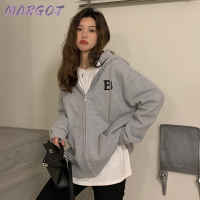 Margot Fashion เสื้อฮู้ด เสื้อแขนยาวอบอุ่น หลวมและสบาย สบาย ทันสมัย วินเทจ แฟชั่น WWY23912CK 38Z230922