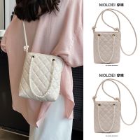 Summer high-end niche bucket bag women 2023 new trendy pearl chain mobile phone bag Messenger pocket 【QYUE】