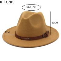 Fedoras Winter Hat For Women 59-61CM Men Panama Felted Jazz Hats New Trilby Church Cap Sombreros De Mujer