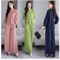 COD DSFGERRTYTRRE ●COSHOP● (2 pcs set) Women korea loose casual suit top pants setwear / baju wanita murah