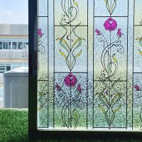 （HOT NEW）ฟิล์มหน้าต่างความเป็นส่วนตัวหลายขนาด Static Cling Stained Window Glass Tint Anti-UVVinyl FilmControl Glass Covers Rose