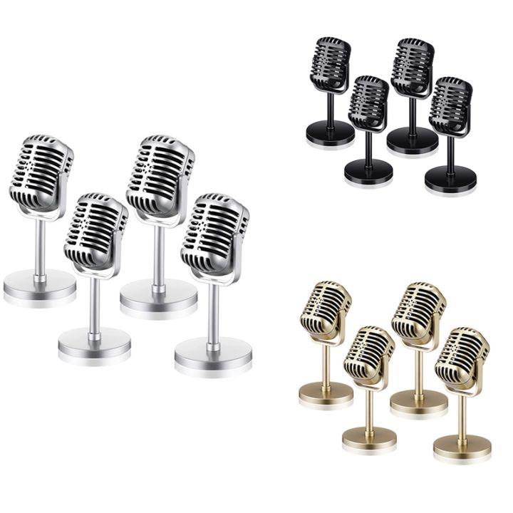 4pcs-retro-microphone-props-model-vintage-microphone-antique-microphone-toy-silver