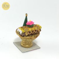 CHOB HANDICRAFTS CH00009 miniature ของจิ๋วแนวศรัทธา พานธูปเทียนแพจิ๋ว กรวยดอกไม้จิ๋ว ธูปเทียนแพขอขมา ของตกแต่งโต๊ะหมู่บูชา ของจิ๋ว ของประดับ ของโชว์