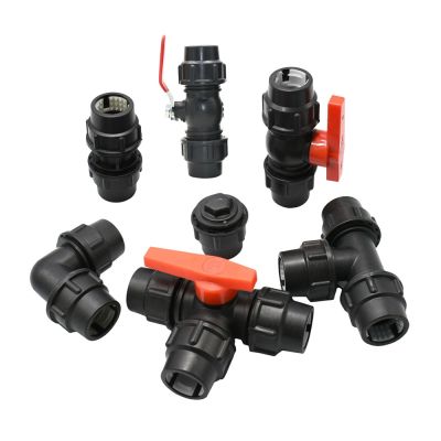 hot【DT】﹍☜  20/25/32/40/50/63mm Plastic PE Tube Tee Splitter Coupler Irrigation Straight Elbow Plug Fitting