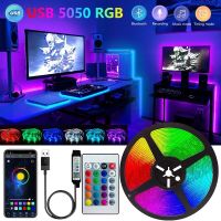 RGB ไฟแถบไฟ LED Backlight สำหรับทีวี5050บลูทูธ5V USB แถบไฟ Led ยืดได้เทปไดโอด Rion สำหรับทีวี24-70นิ้วกระจกห้อง