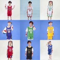 Lakers Bulls Celtics China ปลอมสองชิ้นชุดบาสเก็ตบอลเด็กเสื้อผ้าเด็กชุดบาสเก็ตบอลแขนสั้นเสื้อบาสเก็ตบอล