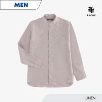 À NOUS - MEN SHIRT - Classic Fit - Linen (Mushroom) / เสื้อเชิ๊ต ตัวหลวม ผ้าลินิน สีกากี