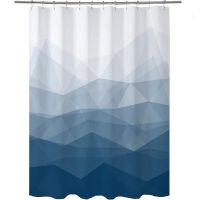 Baltan HOME LY1 Simple Line Striped Shower Curtain Popular Bathroom Curtain Blue Wave Classic Polyester Bathroom Decoration Hanging Curtain Modern