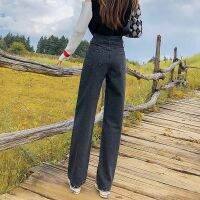 High waist wide-leg pants autumn jeans womens 2021 new spring and autumn womens straight loose and