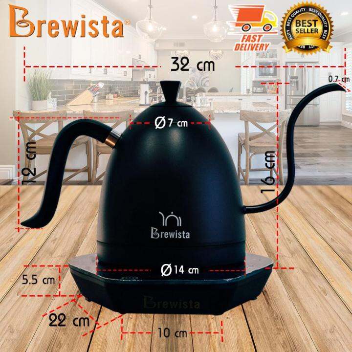 brewista-drip-kettle-กาดริป-กาแฟ-กาชงกาแฟ-กา-อุปกรณ์ดริป-กาแฟ-600-ml-พร้อม-เตาไฟฟ้า-เตาทำความร้อน-สีดำล้วน