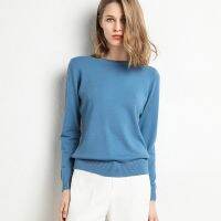 Women Slim O-Neck Pullover Cashmere Wool Blending Sweater Autumn And Winter Long-Sleeved Knit Bottoming Shirt Large Size 2023