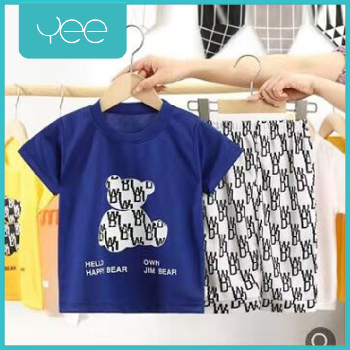 yeeshop-เสื้อเด็กแขนสั้นเข้าชุด-เนื้อผ้าสแปนเด็กซ์-ลายหมี-ไซส์-90-12-18เดือน-100-18-24เดือน-110-24-30เดือน-120-30-36เดือน-130-3-4ปี-140-4-5ปี-150-5-6ปี-160-6-7ปี-1022