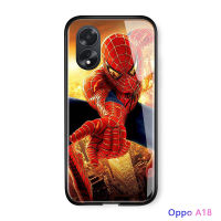 เคสใส่โทรศัพท์เคสโทรศัพท์ A38 OPPO A18สำหรับเด็กผู้ชาย,ซูเปอร์ฮีโร่สไปเดอร์แมนปลอกสำหรับผู้ชายแมงมุม-ผู้ชายจากเคสในบ้านเคสโทรศัพท์หลังกระจกนิรภัยขอบนิ่มกันกระแทก