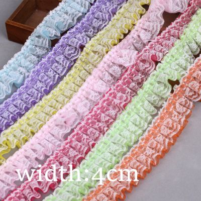 4Cm Width Satin Ribbon Lace Trim Cake Skirt Lace Basket Decoration Ruffle Doll Dress Lotus Leaf Pleated Diy Clothing Accessory