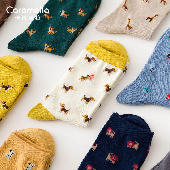 caramella-2020-new-cotton-men-socks-3pairslot-cartoon-animal-uni-socks-cute-dog-socks-funny-blue-shark-socks-couple-socks