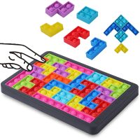 Cosetteme 27pcs Jigsaw Russia Puzzle block Pop Finger toys Anti-stres Popet Push Bubble Sensory Toy puzzle board educational toy to child