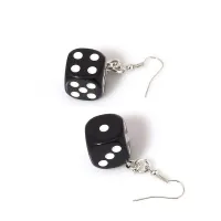 ลูกเต๋าน่าตลกต่างหูระย้าอะคริลิคสีขาวสีดำ Cube 3D Cubic Dice Charm ต่างหูรูปหยดน้ำสำหรับแฟชั่นสำหรับผู้หญิงเครื่องประดับ