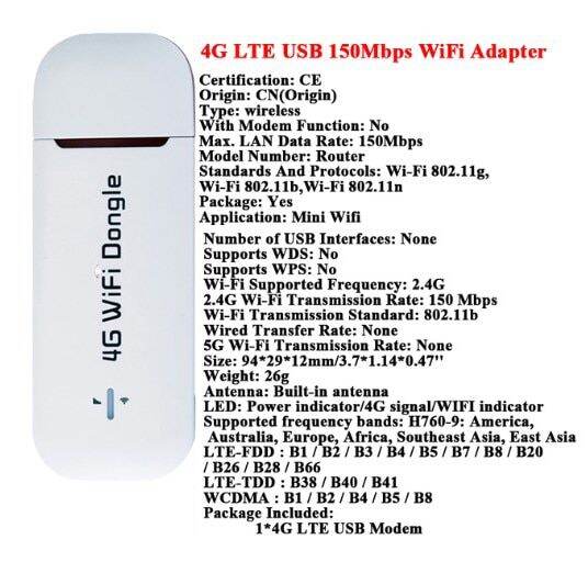 NEW 4G LTE USB Wifi Dongle Wifi Router Network Card Modem