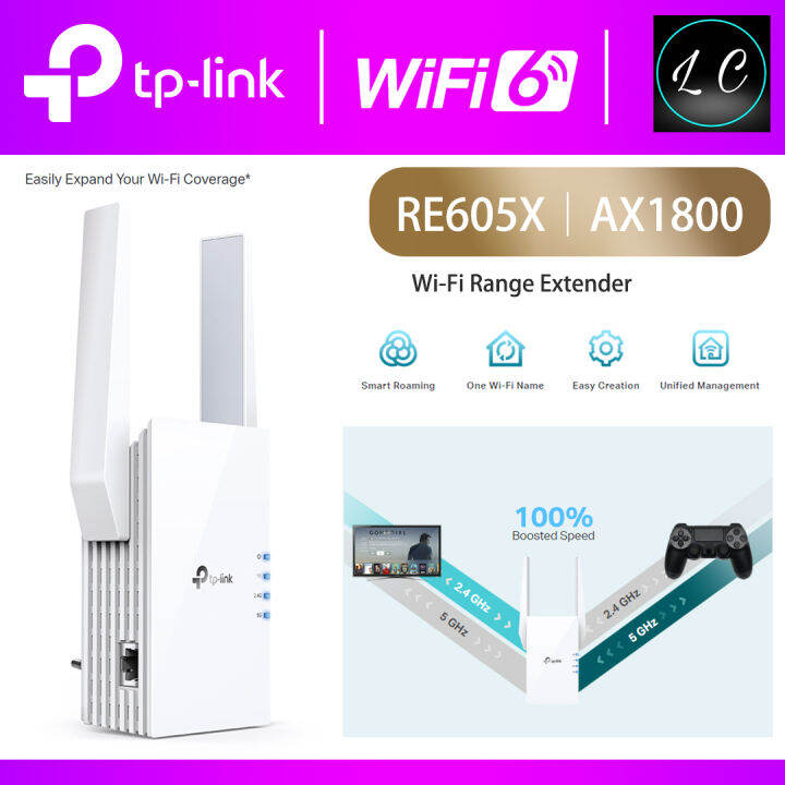 TP-LINK TL-RE605X WI-FI 6 AX1800 Dual Band 2.4Ghz + 5Ghz RANGE EXTENDER ...