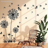 ☼☈ Black Dandelion Wall Stickers Butterflies On The Wall Living Room Bedroom Glass Window Decoration Mural Art Home Decor Decals